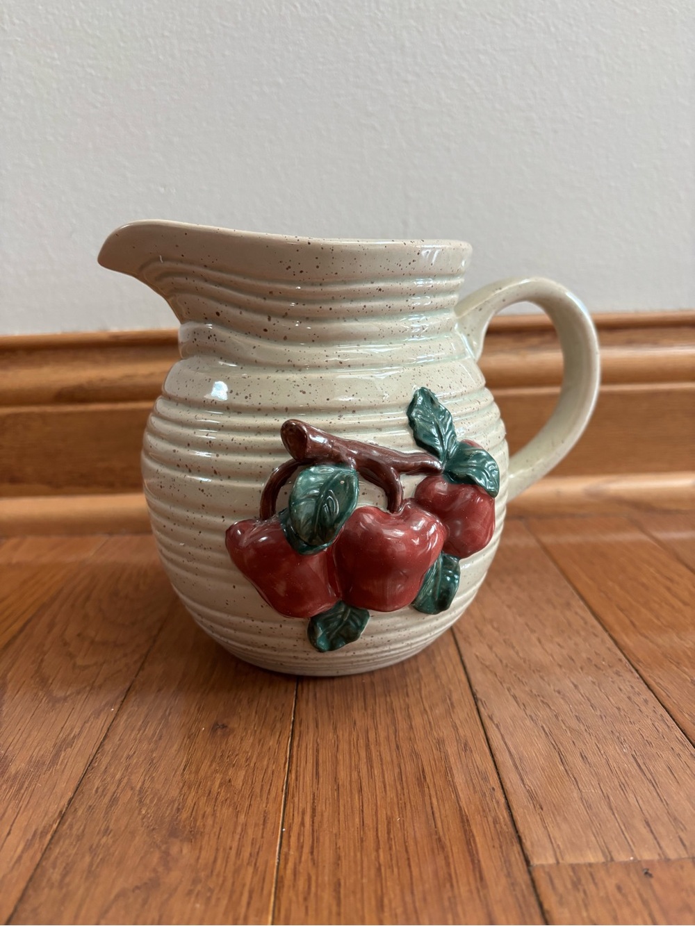 Vintage 1990's Speckled Stoneware Apple Pitcher